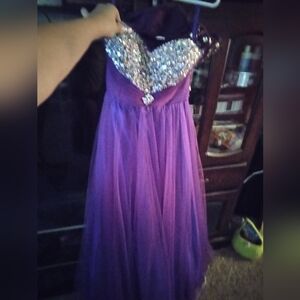 Purple Gown with Silver Sequin Bodice
